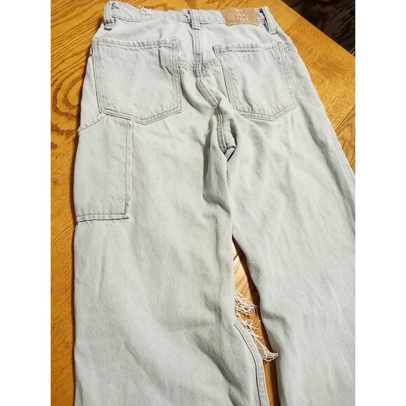 WE THE FREE Jeans Womens 24 BLUE Preowned Summer Denim DISTRESSED FLARED FLARE ? - Picture 13 of 16